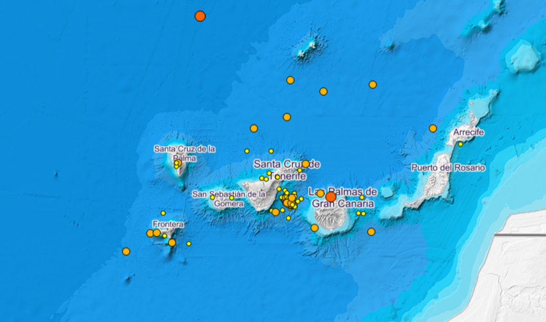 La Red Sísmica Canaria registra un enjambre de terremotos de baja magnitud durante la última semana