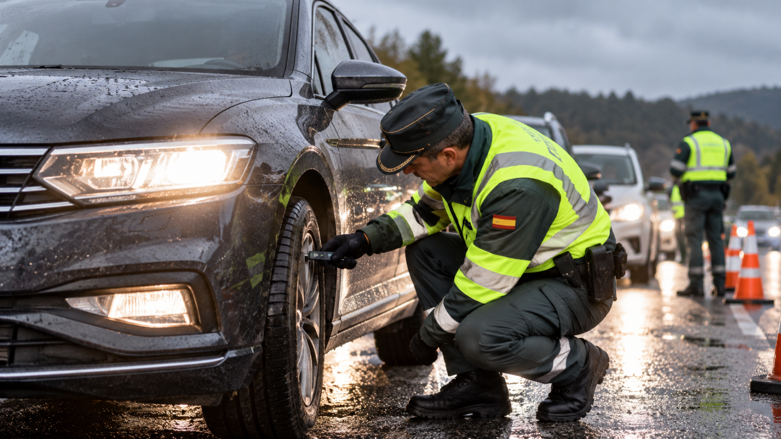 La DGT intensifica los controles de neumáticos y luces antes del invierno: esto es lo que revisará la Guardia Civil