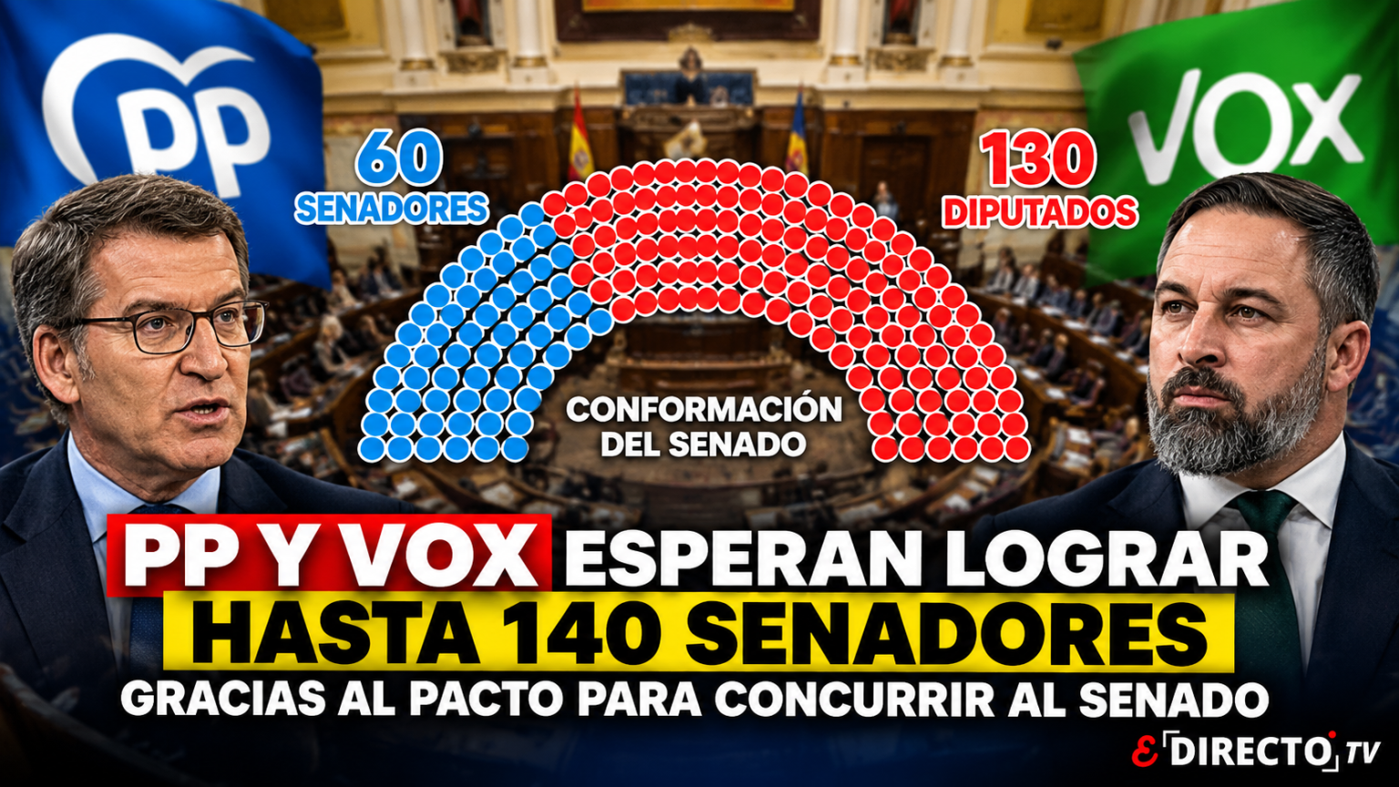 PP y Vox aspiran a alcanzar entre 125 y 140 senadores con su acuerdo electoral para el 29N